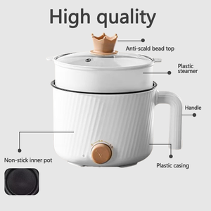 Marmite électrique multifonctionnelle antiadhésive avec couvercle en verre trempé pour usage domestique, hôtelier et extérieur, capacité de 1,8 L - Product Image 3