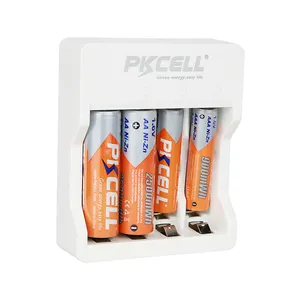 PKCELL新製品ホワイトカラーAA充電式1.6V-1.9v 2500mWhNIZNバッテリースマート充電器8186