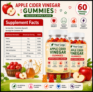 ผลิตภัณฑ์ PIOUS LABORATORIES แอปเปิ้ลไซเดอร์ไวนิเกอร์ ACV กัมมี่แบบเคี้ยวได้ รสผลไม้ บำรุงสุขภาพ รูปแบบการบริโภคที่สะดวก  ปรับแต่งได้ - Product Image 6