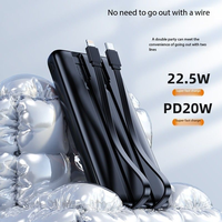 Batterie externe haute capacité 30000mAh avec câbles, charge rapide PD 22.5W, écran LED, station d'alimentation portable USB