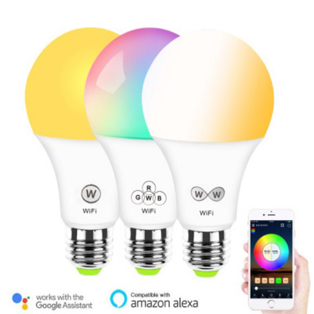 Intelligent LED Bulb RGBCW 5W 10W E27 B22 Smart APP Control Dimmable Light Works with Alexa Google Home Assistant