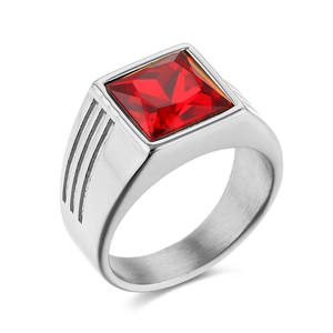 Anillo de Piedra Preciosa Rojo Rubí de Acero Inoxidable para Hombre, Estilo Audaz, <span class=keywords><strong>Valor</strong></span> Vibrante - Product Image 4
