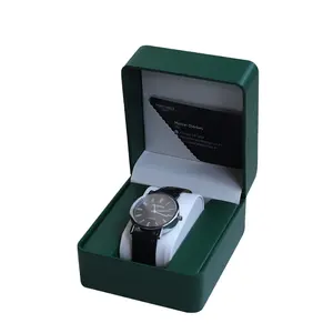 Kotak Set jam tangan kulit asli Pu hijau Logo kustom kualitas tinggi desain baru 2023 kotak jam tangan Beli mewah dengan bantal putih