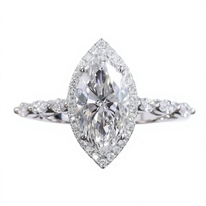Bague en diamant de laboratoire taille marquise en or blanc massif certifiée IGI pour femme, bijoux de fiançailles et de mariage - Product Image 3