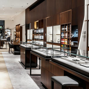 Exhibidores de Joyería de Vidrio y Madera para Tiendas de Joyería, Vitrina Dorada para Joyería - Product Image 1