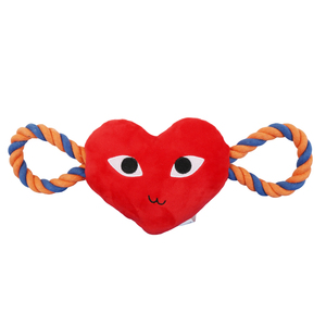 Kırmızı kalp dayanıklı köpek interaktif peluş gıcırtılı chew halat pet oyuncaklar - Product Image 2