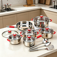 Ensemble de casseroles Sufuria robustes FLEY 15 pièces, ensemble de batterie de cuisine durable pour la cuisson, produits de cuisine haut de gamme pour la maison et la restauration, usage quotidien
