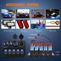 Panneau de commande 12V marin avec 5 interrupteurs à bascule, port USB, interrupteur économiseur d'énergie, voltmètre et prise allume-cigare pour bateau et camping-car