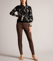 Pull personnalisé en jacquard abstrait à col rond pour femmes OEM et ODM