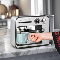 Machine à expresso intelligente avec manomètre 20 bars, écran tactile, moulin à café programmable et réglable, buse vapeur, mousseur à lait, double tasse