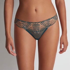 Bragas bordadas transparentes sexis personalizadas con detalle de apertura de joya dorada para mujer - Product Image 3