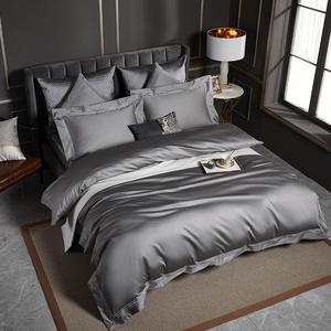 ชุดเครื่องนอนปักผ้านวมสีเขียวเข้มสีน้ำเงินเข้มผ้าคอตตอนอียิปต์นุ่มแบบพรีเมี่ยมผ้าปูเตียงควีนไซส์ผ้าปูเตียง - Product Image 3