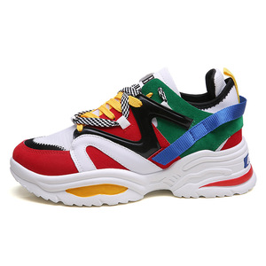 Chunky Shoes Mixed Colors <b>Round</b> Toe EVA Outsole Lace-up Platform Style All Seasons <b>Cushioned</b> Synthetic Upper - Product Image 1