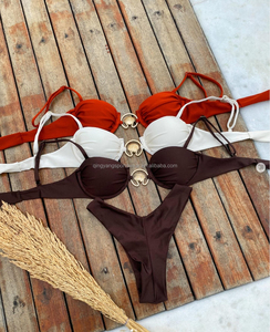 QY Custom Spandex Polyester Halter Animal Print Thong <strong>Bikini</strong> Swimsuit with <strong>Micro</strong> <strong>Sheer</strong> Design - Product Image 2