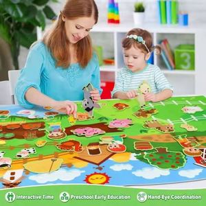 Tablero de Fieltro Educativo para Preescolar, Tablero con Temática de Granja, Juego de Tapete de Juego Educativo de Fieltro - Product Image 6