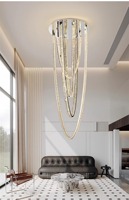 Éclairage intérieur Lustre en cristal à LED pour escaliers Hall d'hôtel