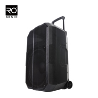 Système audio portable RQSONIC Professional Audio CAPT15AUX 15'' 120W avec haut-parleurs actifs sur chariot, alimentation par batterie et microphone