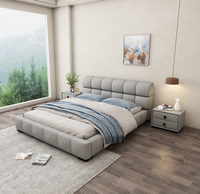 Lit en cuir souple, litière, moderne, lit King Size, cadre en bois, avec matelas
