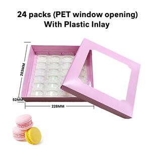 Toptan özelleştirilmiş lüks ambalaj 6 7 8 10 12 24 Macaroons Mini makaron paketi kutusu ile temizle pencere ve plastik eklemek - Product Image 5