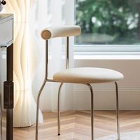 Chaise de salle à manger style crème avec dossier, ensemble table et chaises pour salon et salle à manger, empilable, en cuir PU et structure en acier carbone