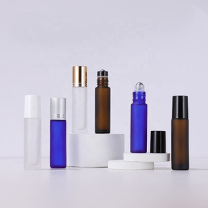 Luxury Brown Rollerball Bottle 10ml Empty Transparent Perfume Glass Bottle Metal <b>Collar</b> Screen Printed Blue <b>Sub</b>-bottling Bottle - Product Image 5