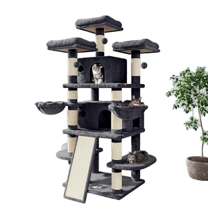 Moderno grande Multi-strato di lusso peluche gatto arrampicata albero con Sisal & legno tiragraffi in cartone resistente imballaggio - Product Image 1