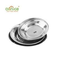 Indian Stainless Steel Dishes, Round Tray Plate, Dinnerware