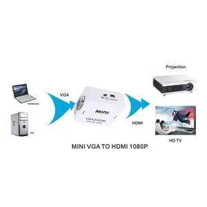 MINI adaptador HDMI a VGA, caja convertidora HD1080P HDMI2VGA con potencia de Audio para Xbox, DVD, PS3, proyector