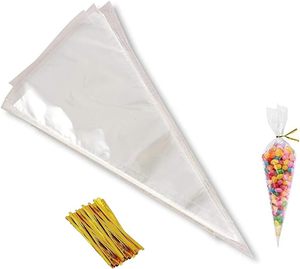 Transparent Cone bags Clear Cpp Plastic Triangle Cellophane Bags for Candy Popcorn