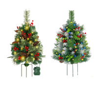 Sapin de Noël artificiel floqué pré-éclairé en gros, mini, petit, avec lumières LED chaudes et pommes de pin pour la décoration des fêtes