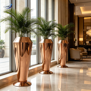 Modern <b>Copper</b> Finish Outdoor Planters <b>Vase</b> for Flower Green Plant Shopping Mall Decor - Product Image 2