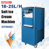 Machine à glace molle mobile 18-25 L/h 3 saveurs Nettoyage automatique Stable à 40°C CE 110V 220V