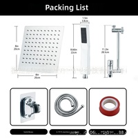 Kit de douche transfrontalier pressurisé en acier inoxydable chromé de 8 pouces avec pommeau de plafond et douchette à main