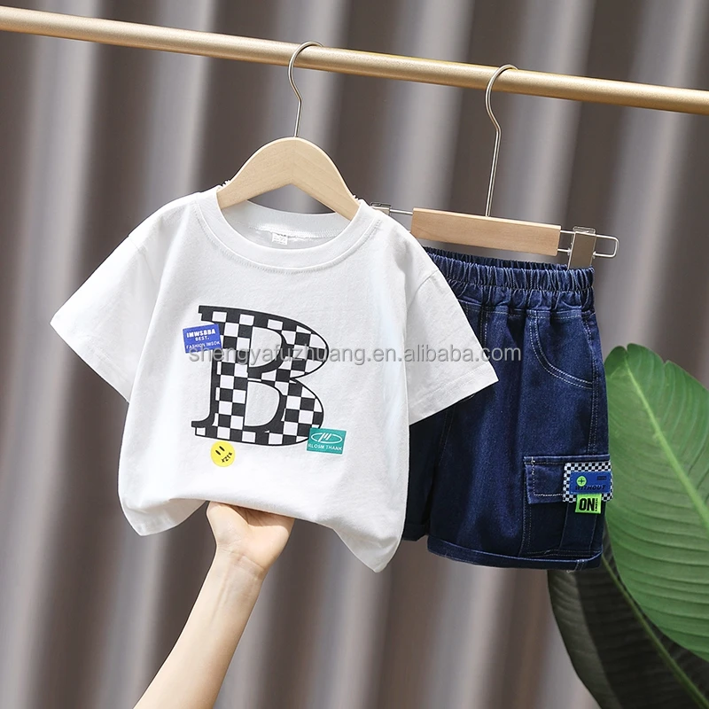 Low Price Wholesale Children Clothes Short Sleeve Baby T Shirt Pants Boys Girls Cotton Clothing Kids Set Summer Children's Suit