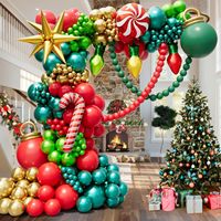 Kit d'arche de ballons de Noël de luxe, guirlande de cannes à sucre mentholées, ampoules étoiles, or, rouge, vert, décorations de fête de fin d'année