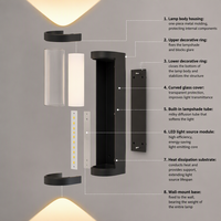 Applique murale LED moderne étanche IP65, éclairage haut et bas