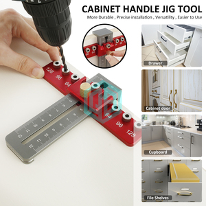 Guide de perçage en alliage d'aluminium Outil de menuiserie Outil de gabarit Poignées de <span class=keywords><strong>placard</strong></span> Boutons de trou Gabarit de quincaillerie d'armoire - Product Image 2