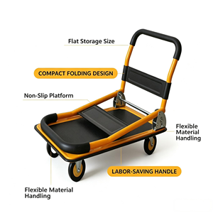 Carrello Industriale in Acciaio <span class=keywords><strong>a</strong></span> Quattro <span class=keywords><strong>Ruote</strong></span>, Pieghevole e Portatile <span class=keywords><strong>per</strong></span> Movimentazione Merci in Magazzini e Fabbriche - Product Image 5