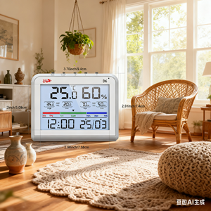 D6 kỹ thuật số Nhiệt ẩm kế EU Phiên bản-Độ chính xác cao trong nhà nhiệt độ độ ẩm màn hình với chỉ số thoải mái, - Product Image 6