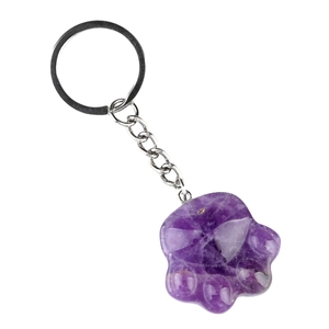 Christmas Gift Amethyst Keychain Mental Natural Stone Pendant Key Chain Amethyst Point Crystal Keychain