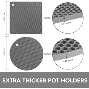 <b>Silicone</b> Anti-Slip Trivets Round Gray Heat Resistant Kitchen <b>Mats</b> for Home Hot Pots and Pans - Product Image 4