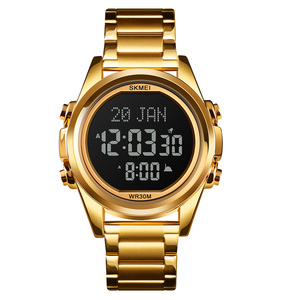 Azan — montre-bracelet multi-fonctionel pour hommes, montre musulmane de luxe en acier, numérique, collection <span class=keywords><strong>1667</strong></span> - Product Image 3