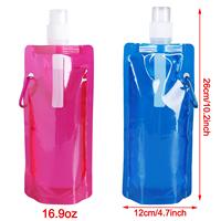 500ml Bouteilles D'eau Pliable Sac D'eau Avec Mousqueton pour Voyage Bec Poche Durable Sans BPA Sports Camping Nouveauté En Gros