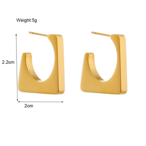 Geometric <b>Stud</b> Earrings Gold Irregular <b>Titanium</b> Steel Unisex Fashion Jewelry - Product Image 5