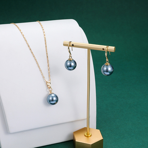 Elegant Women Wedding Pearl Pendant Earrings Necklace Sets Simple 18K Gold Plated Bridal Pearl Jewelry Sets