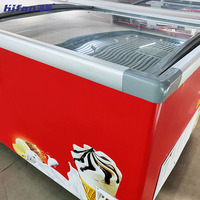 Congélateur commercial robuste avec ventilateur et refroidissement par air pour le stockage de crèmes glacées, construction en métal et verre