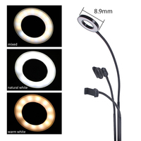 Anneau lumineux pour selfie pour diffusion en direct / support flexible pour selfie, anneau lumineux LED avec pince pour téléphone portable