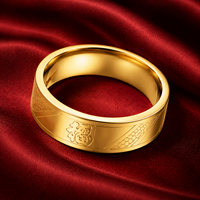 Cincin Titanium Baja Poles Premium JLM dengan Simbol 'Fu' Pembawa Keberuntungan untuk Pasangan, Perhiasan Cincin Pernikahan yang Serasi