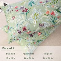 Ensemble de draps de lit en coton 100% à fleurs, imprimé abeilles et fleurs shabby chic, extra doux et respirant, housse de coussin décorative, fleurs vertes