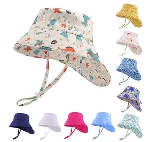 Yaz bebek bebek çocuk erkek kız çiçekler Dino Flamingo baskılı rüzgar geçirmez boyun koruma açık hava şapkası - Product Image 2